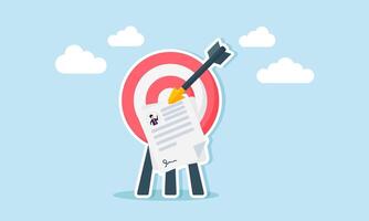 HR seeks ideal talent to fill job vacancy, targeting best candidates for interviews, concept of The archer's bow hits the bullseye target adorned with the chosen candidate's resume paper vector