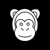 Monkey Glyph Inverted Icon vector