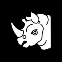 Rhinoceros Glyph Inverted Icon vector