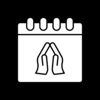 Praying Glyph Inverted Icon vector