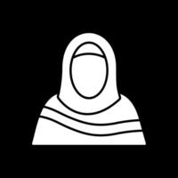 musulmán mujer glifo invertido icono vector