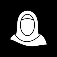 hijab glifo invertido icono vector