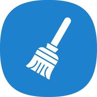 Broom Glyph Curve Icon vector