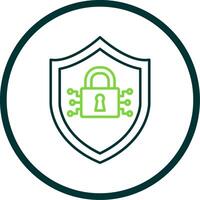 Cyber Security Line Circle Icon vector