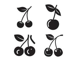 cherry silhouette icon graphic logo design vector