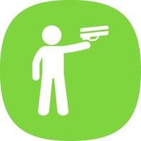 Policeman Holding Gun Glyph Curve Icon vector