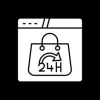 24 Hours Glyph Inverted Icon vector