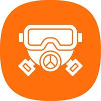 Gas Mask Glyph Curve Icon vector