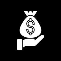 Money Bag Glyph Inverted Icon vector