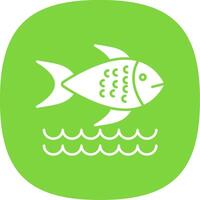 Fish Glyph Curve Icon vector