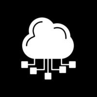 nube servidor glifo invertido icono vector