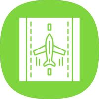 Landing Airplane Glyph Curve Icon vector
