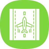 Landing Airplane Glyph Curve Icon vector