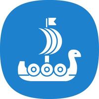 Viking Ship Glyph Curve Icon vector