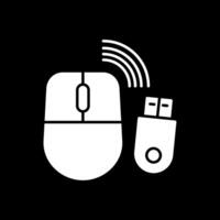 Wireless Mouse Glyph Inverted Icon vector