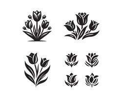Tulip flower silhouette icon graphic logo design vector