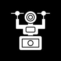 Camera Drone Glyph Inverted Icon vector