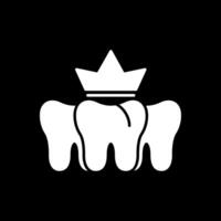 dental corona glifo invertido icono vector