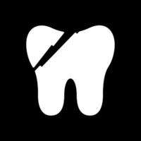 roto diente glifo invertido icono vector