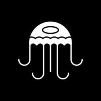 Jellyfish Glyph Inverted Icon vector