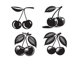 cherry silhouette icon graphic logo design vector