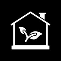 Eco House Glyph Inverted Icon vector