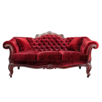 Sofa deco style in red front view series of furniture on transparent background png