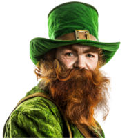 st. Patrick's Tag Grün Kobold oben Hut mit Bart irisch Kleeblatt Hut isoliert auf transparent Hintergrund png