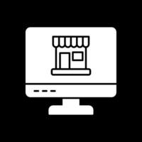 icono de glifo invertido de compras en línea vector