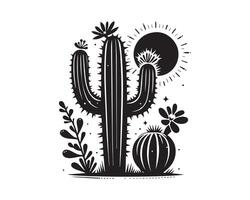 cactus silueta icono gráfico logo diseño vector