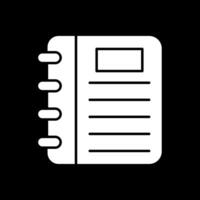 Note Book Glyph Inverted Icon vector