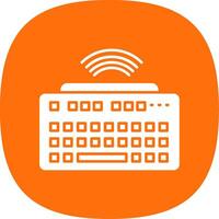 Wireless Keyboard Glyph Curve Icon vector