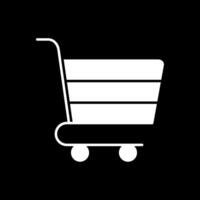 icono de glifo de carrito de compras invertido vector