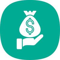 Money Bag Glyph Curve Icon vector