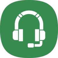 Headphone Glyph Curve Icon vector