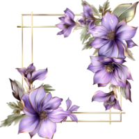 3d violet fleurs . fleur Cadre avec violet sur transparent Contexte png