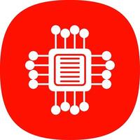 Computer Chip Glyph Curve Icon vector