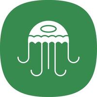 Jellyfish Glyph Curve Icon vector