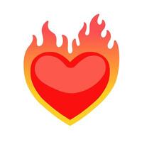 Burning heart. Red heart at flame. illustration isolated on white background. vector