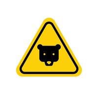 Bear warning sign. Yellow triangle with black bear head in line frame. isolated on white background. vector