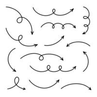 Hand drawn line arrows set. line design elements isolated on white background. vector