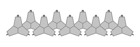 Two rows of concrete tetrapods. illustration isolated on white background. Constructions for coastal protection. vector