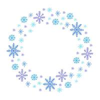 Hand drawn snowflake circle frame. design element isolated on white background. vector