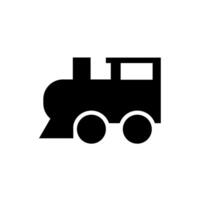 antiguo o juguete tren negro glifo icono. aislado en blanco antecedentes. vector