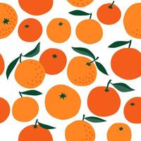 Seamless pattern with citrus fruits and leaves. illustration on a white background. vector