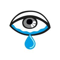 Eye with a tear. Crying eye full of tears. Eyes deseases. Allergic eye. illustration isolated on white background. vector