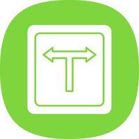 T Junction Glyph Curve Icon vector