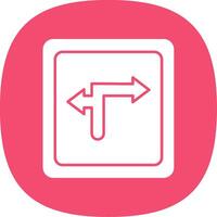 Turn Direction Glyph Curve Icon vector