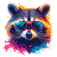 Cool Racoon Tshirt Design Colorful Color png