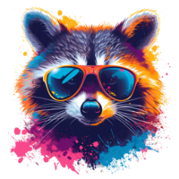 Häftigt racoon tshirt design färgrik Färg png